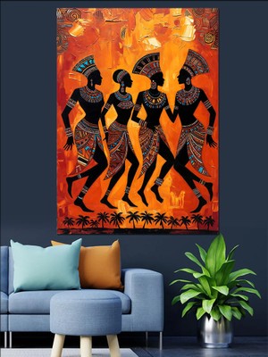 Karizma Tablo Dans Eden Etnik Afrikalı Kadınlar Dekoratif Kanvas - Mdf Ahşap Tablo