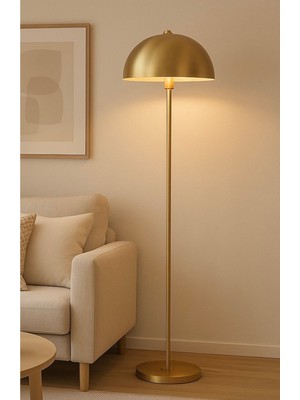 Allians Şık Modern Tasarım Ayaklı Lambader, Eskitme Gold Metal Gövde, Abajur Tarzı