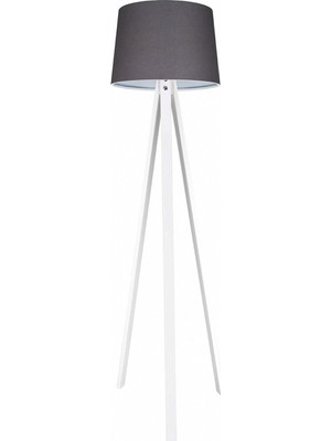 Allians Şık Ahşap Tripod Lambader, Konik Kumaş Abajur, Modern Ev Dekoru