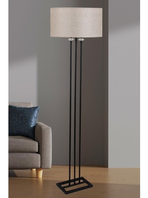 Allians Siyah Taşlı Lambader, Açık Kahve Silindir Şapka, Oturma Odası Aydınlatması