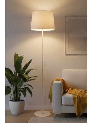 Allians Modern Metal Ayaklı Bohem Lambader, 145 cm Kumaş Başlıklı Aydınlatma