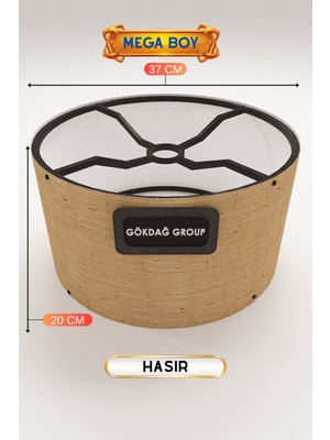 Allians Hasır Lambader Başlığı 37 cm Mega Boy, Pratik Kurulum, Şık Tasarım