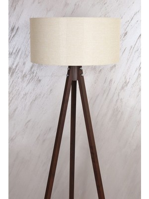 Allians Şık Silindir Lambader Tripod Krem Kahve Modern Dekorasyon Aydınlatması