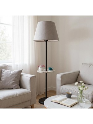 Allians Şık Siyah Metal Ayaklı Modern Lambader, Ev ve Ofis Dekoru Için