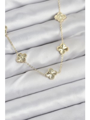 Epilons Mey Ithalat® Pirinç Gold Renk Yonca Kadın Kolye