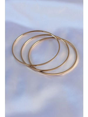 Epilons Mey Ithalat® Çelik Gold Renk Ajda Model Kadın 65 mm Bilezik