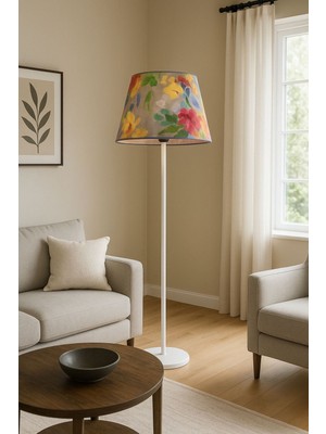 Allians Desenli Konik Şapkalı Beyaz Ayaklı Modern Lambader