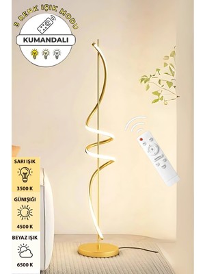 Allians Modern 3 Renk Ledli Kumandalı Lambader, Şık ve Ayarlanabilir Işıklandırma