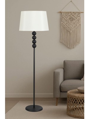 Allians Şık Siyah Metal Ayaklı Modern Lambader, Oturma ve Yatak Odası Için