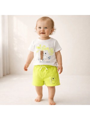 Fancy Kids Antalya Kız Çocuk İkili Takım – Silence Please Baskılı Beyaz T-Shirt Sarı Şort