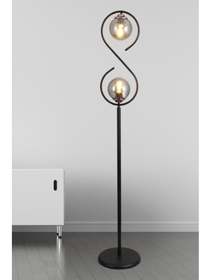 Allians Modern Siyah Bakır Lambader, Füme Cam Detaylı, Şık ve Hafif Tasarım