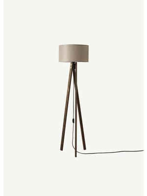 Allians Modern Ahşap Lambader, Gri-Ceviz, 40X40X125 Cm, Şık ve Fonksiyonel