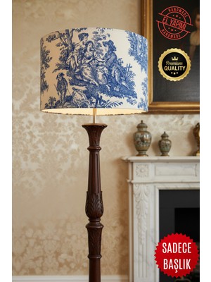 Allians Vintage Tarzda Toile De Jouy Desenli Şık Lambader Başlığı