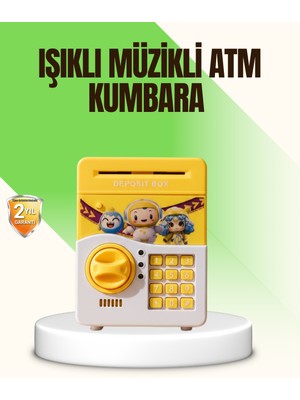 Sarı Elektronik Şifreli Atm Görünümlü Çocuk Kumbarası, Eğlenceli