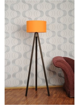 Allians Turuncu 3 Ayaklı Tripod Lambader Abajur Kumaş Başlık, Modern ve Şık Tasarım