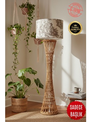 Allians Vintage Tarzı Toile De Jouy Desenli Şık Lambader Başlığı