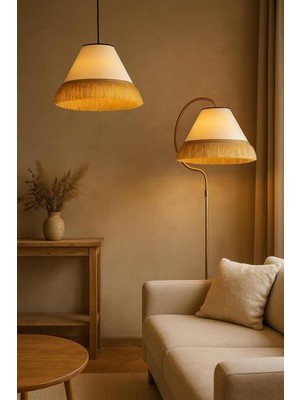 Allians Modern Krem Sarı Patine Lambader ve Tekli Sarkıt Seti