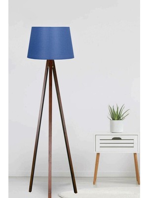 Allians Şık Ahşap Tripod Lambader, Konik Kumaş Abajur, Modern Tasarım