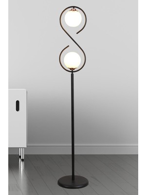 Allians Siyah Bakır Lambader, Beyaz Camlı, Modern ve Şık Tasarım