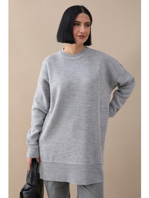 inStyle Biyeli Basic Gri Triko Kazak