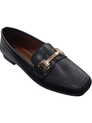 Modayak Tfm Bronz Tokalı  Siyah Cilt  Kadın Babet