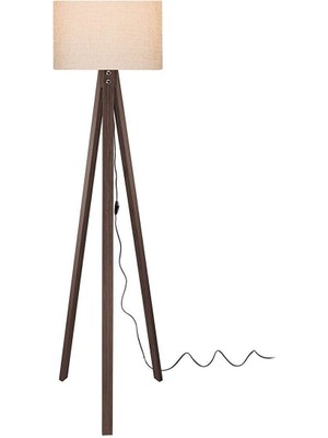 Allians Şık Bej Kahve Silindir Kumaş Başlıklı 3 Ayaklı Lambader LY687