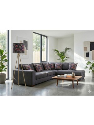 Allians Çiçek ve Iplik Desenli Şık Kumaş Lambader Başlığı