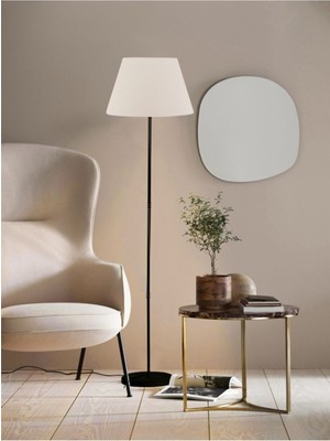 Allians Şık Metal Ayaklı Krem Kumaş Lambader, Konik Başlık, Modern ve Zarif Tasarım