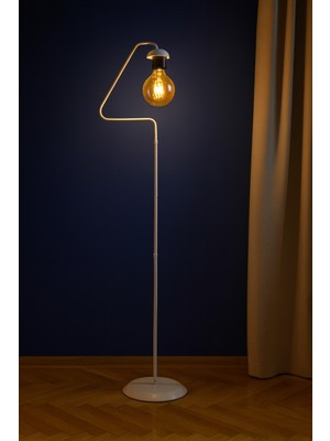 Allians Beyaz Retro Köşe Lambası, E-27 Ampule Uyumlu, Salon Dekoratif Aydınlatma