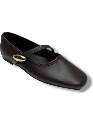 C-Shoes Ceylan Shoes 123-26 Cilt Deri Tokalı Tek Bantlı Anatomik Kadın Babet