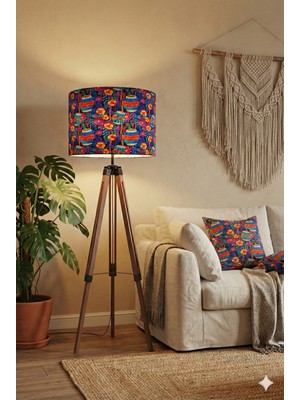 Allians Renkli Desenli Dijital Baskı Kumaş Lambader Başlığı