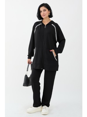inStyle Fermuarlı Çoban Dikiş Siyah Ikili Takım