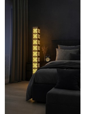 Allians Amber LED Artı Desenli Dekoratif Lambader, Şık ve Modern Aydınlatma
