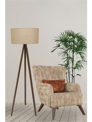 Allians Bej Kahve Yuvarlak Kumaş Lambader, Şık ve Modern Aydınlatma Parçası