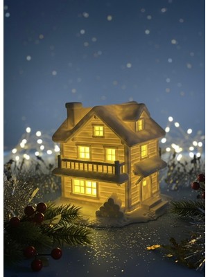 Allians Kış Evi Tealight Gece Lambası, Cozy Atmosfer, LED Mum Hediye