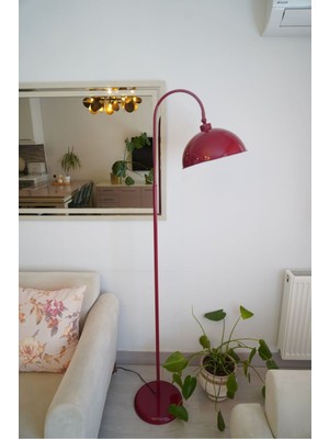 Allians Bordo ve Beyaz Renkli Dekoratif Mantar Lambader, Salon ve Yatak Odası Için