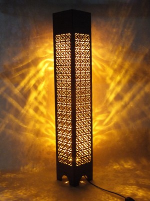 Allians Ahşap Gece Aydınlatması, LED Işıklı Lambader 100CM, Şık Ev Dekoru