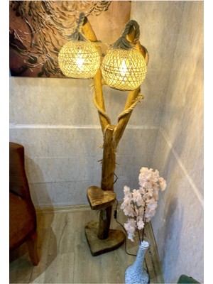 Allians Yüksekliği 155-160 Cm, Doğal Ahşap, Yuvarlak Tasarım, Şık ve Modern Aydınlatma