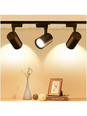 Allians Siyah Kasa Beyaz Renk 3'lü 30W Vitrin Mağaza Armatürü 1 Metre Ray