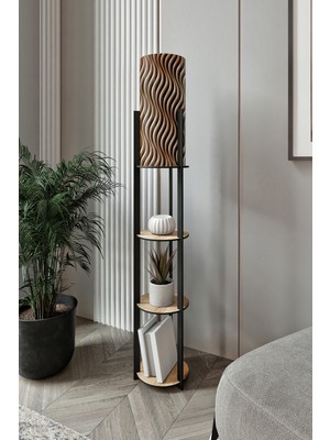 Allians Yuvarlak Renkli Raflı Modern Lambader, Şık ve Fonksiyonel Aydınlatma