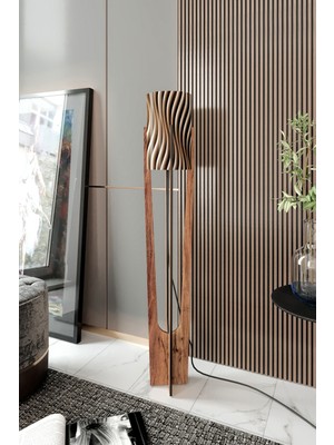 Allians Modern Ceviz Renkli Minimalist Lambader, Şık ve Fonksiyonel Aydınlatma