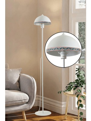 Allians Modern Metal Ayaklı Beyaz Lambader, Oturma ve Yatak Odası Için Şık Aydınlatma