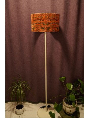 Allians Turuncu Baskılı Kumaş Lambader, Şapka Detaylı, Modern ve Şık Tasarım