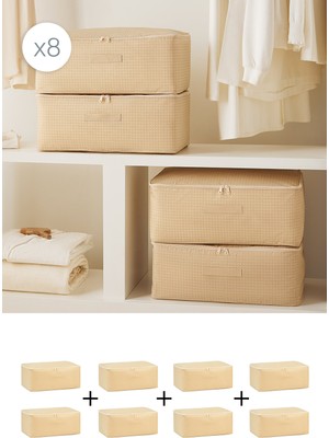 Home Wave 8'li Orta Boy Bej Pötikare Hurç Set 52 x 28 x 21 cm