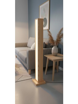 Allians El Yapımı Masif Ahşap LED Lambader, Şık ve Doğal Aydınlatma Seçeneği