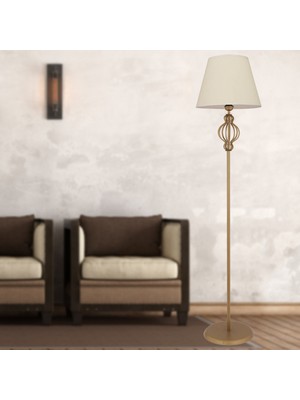 Allians Modern Beyaz Şapkalı Eskitme Ayaklı Metal Abajur Lamba