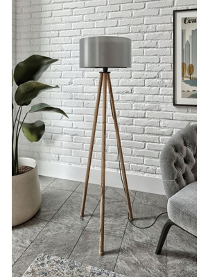 Allians Şık Siyah Tripod Lambader, Modern Gri Abajur ile Dekorasyonunuza Şıklık Katın