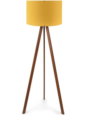 Allians Ahşap Tripod Lambader Kumaş Başlık Köşe Lambası, Şık ve Modern Tasarım