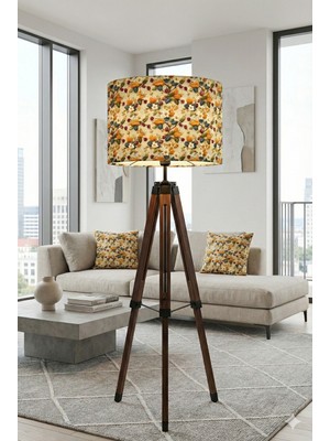 Allians Sonbahar Çiçek Desenli Kumaş Lambader Başlığı