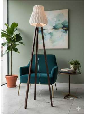 Allians Modern Salon ve Oturma Odası Için Şık Ahşap Ayaklı Lambader
